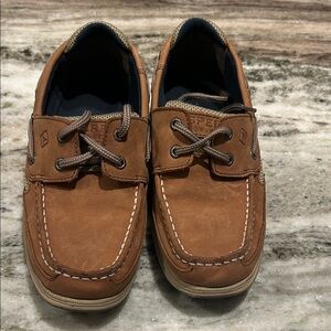 Sperry Tan Brown Kids Leather Moccasin Boat Shoes